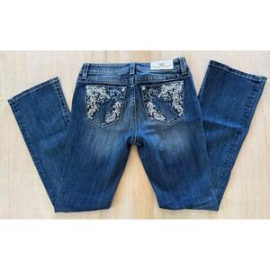 Miss Me Chloe Bootcut Jeans 29 Medium Wash Embroidered Sequin M3402B‎ K945